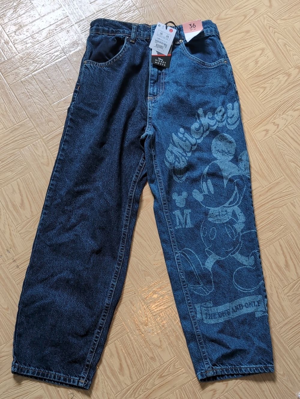 🍁Lefties Disney Mickey Mouse Blue Denim 2-Tone Jeans EU-36